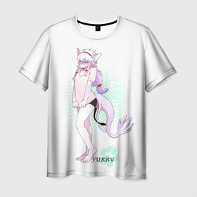 Мужская футболка 3D с принтом Furry dragoness , 100% полиэфир | прямой крой, круглый вырез горловины, длина до линии бедер | animal | anthro | covered in fur | dragon | dragoness | furry | fursuit | дракон | покрытый мехом | фурри