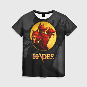 Женская футболка 3D с принтом Hades wolf , 100% полиэфир ( синтетическое хлопкоподобное полотно) | прямой крой, круглый вырез горловины, длина до линии бедер | hades | roguelike | бесконечные круги ада | волк | компьютерная игра | красный | трехглавый
