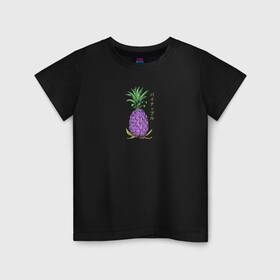 Детская футболка хлопок с принтом Ананас , 100% хлопок | круглый вырез горловины, полуприлегающий силуэт, длина до линии бедер | ananas | ананас | еда.фрукт | иероглифы | лето | надпись на японском | тропический