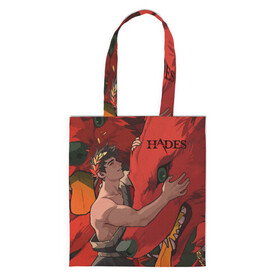 Шоппер 3D с принтом Hades Zagreus , 100% полиэстер | Плотность: 200 г/м2; Размер: 34×35 см; Высота лямок: 30 см | hades | roguelike | zagreus | бесконечные круги ада | бог | волк | загрей | компьютерная игра | красный | мифология | сын аида | трехглавый