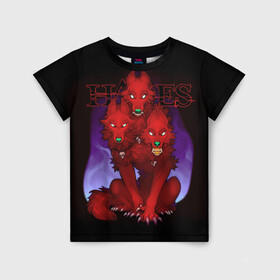 Детская футболка 3D с принтом Hades wolf , 100% гипоаллергенный полиэфир | прямой крой, круглый вырез горловины, длина до линии бедер, чуть спущенное плечо, ткань немного тянется | hades | roguelike | бесконечные круги ада | волк | компьютерная игра | красный | трехглавый