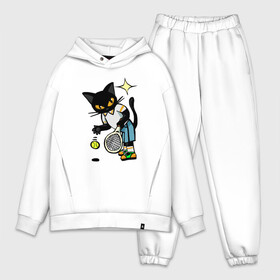 Мужской костюм хлопок OVERSIZE с принтом Tennis Cat ,  |  | animal | cat | cute | kitty | meow | sport | tennis | друг | животные | киска | китти | кот | котенок | котик | котэ | кошечка | кошка | лев | леопард | милый | мур | мяу | пантера | питомец | рысь | спорт | теннис | тигр