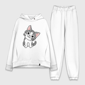 Женский костюм хлопок Oversize с принтом Pixel Cat ,  |  | animal | cat | cute | kitty | meow | друг | животные | киска | китти | кот | котенок | котик | котэ | кошечка | кошка | лев | леопард | милый | мур | мяу | пантера | питомец | рысь | тигр