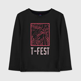 Детский лонгслив хлопок с принтом T-FEST , 100% хлопок | круглый вырез горловины, полуприлегающий силуэт, длина до линии бедер | Тематика изображения на принте: 0372 | t fest | рэп | рэпер | т фест | ти фест | тифест | тфест