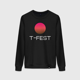 Женский свитшот хлопок с принтом T-Fest , 100% хлопок | прямой крой, круглый вырез, на манжетах и по низу широкая трикотажная резинка  | 0372 | t fest | рэпер | т фест | ти фест | тифест | тфест