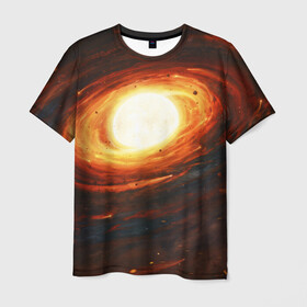 Мужская футболка 3D с принтом ГАЛАКТИКА КОСМОС СОЛНЦЕ , 100% полиэфир | прямой крой, круглый вырез горловины, длина до линии бедер | space | галактика | звезды | космос | метеориты | огонь | планеты | солнечная система. | солнце
