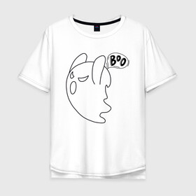 Мужская футболка хлопок Oversize с принтом BOO GHOST ПРИВИДЕНИЕ БУ , 100% хлопок | свободный крой, круглый ворот, “спинка” длиннее передней части | boo | boo ghost | tegunvteg | бу | привидение | призрак | прикол | смешной | хэллоуин | юмор