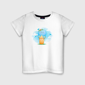 Детская футболка хлопок с принтом Осьминог в стаканчике , 100% хлопок | круглый вырез горловины, полуприлегающий силуэт, длина до линии бедер | cute | octopus | милый | морское | осьминог | осьминожка | паттерн | тентакли | щупальца