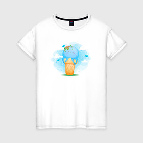 Женская футболка хлопок с принтом Осьминог в стаканчике , 100% хлопок | прямой крой, круглый вырез горловины, длина до линии бедер, слегка спущенное плечо | cute | octopus | милый | морское | осьминог | осьминожка | паттерн | тентакли | щупальца