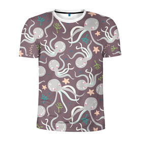 Мужская футболка 3D спортивная с принтом Осьминоги , 100% полиэстер с улучшенными характеристиками | приталенный силуэт, круглая горловина, широкие плечи, сужается к линии бедра | cute | octopus | милый | морское | осьминог | осьминожка | паттерн | тентакли | щупальца