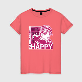 Женская футболка хлопок с принтом Happy Sad Anime Girl Kanji , 100% хлопок | прямой крой, круглый вырез горловины, длина до линии бедер, слегка спущенное плечо | anime | chibi | cute | girls | happiness | im happy | japan | japanese | kawaii | manga | waifu | анимешник | анимешница | грусть | девочки | девушки | иероглифы | кандзи | лица | манга | настроение | рисунок в стиле аниме | счастье | типичная 