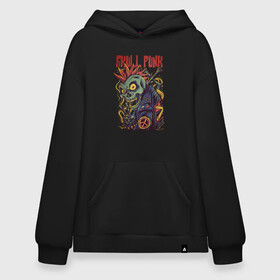 Худи SuperOversize хлопок с принтом Skull Punk , 70% хлопок, 30% полиэстер, мягкий начес внутри | карман-кенгуру, эластичная резинка на манжетах и по нижней кромке, двухслойный капюшон
 | анархия | арт | графика | зомби | ирокез | кости | косуха | крест | панк | скелет | черепа