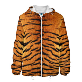Мужская куртка 3D с принтом Шкура Тигра , ткань верха — 100% полиэстер, подклад — флис | прямой крой, подол и капюшон оформлены резинкой с фиксаторами, два кармана без застежек по бокам, один большой потайной карман на груди. Карман на груди застегивается на липучку | Тематика изображения на принте: animal | skin | tiger | раскрас | тигр