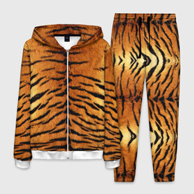Мужской костюм 3D с принтом Шкура Тигра , 100% полиэстер | Манжеты и пояс оформлены тканевой резинкой, двухслойный капюшон со шнурком для регулировки, карманы спереди | Тематика изображения на принте: animal | skin | tiger | раскрас | тигр