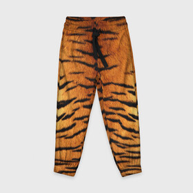 Детские брюки 3D с принтом Шкура Тигра , 100% полиэстер | манжеты по низу, эластичный пояс регулируется шнурком, по бокам два кармана без застежек, внутренняя часть кармана из мелкой сетки | Тематика изображения на принте: animal | skin | tiger | раскрас | тигр