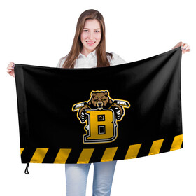 Флаг 3D с принтом BOSTON BRUINS , 100% полиэстер | плотность ткани — 95 г/м2, размер — 67 х 109 см. Принт наносится с одной стороны | black | boston | bruins | hockey | ice | logo | nhl | sport | usa | бостон | брюинз | кубок | логотип | медведь | нхл | спорт | стэнли | хоккей