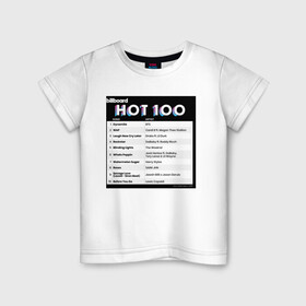 Детская футболка хлопок с принтом BTS DYNAMITE BILLBOARD HOT-100 , 100% хлопок | круглый вырез горловины, полуприлегающий силуэт, длина до линии бедер | bbma | bts | dynamite | j hope | jimin | jin | jk | rm | suga | v | чарт топ