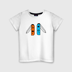 Детская футболка хлопок с принтом NINTENDO SWITCH , 100% хлопок | круглый вырез горловины, полуприлегающий силуэт, длина до линии бедер | Тематика изображения на принте: nintendo | switch | заточка | игры | консоль | нинтендо | приставка | свитч