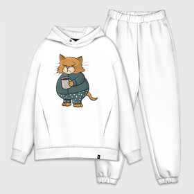 Мужской костюм хлопок OVERSIZE с принтом Сонный Кот ,  |  | animal | cat | cute | kitty | meow | друг | животные | киска | китти | кот | котенок | котик | котэ | кошечка | кошка | лев | леопард | милый | мур | мяу | пантера | питомец | рысь | тигр