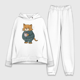 Женский костюм хлопок Oversize с принтом Сонный Кот ,  |  | animal | cat | cute | kitty | meow | друг | животные | киска | китти | кот | котенок | котик | котэ | кошечка | кошка | лев | леопард | милый | мур | мяу | пантера | питомец | рысь | тигр