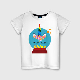 Детская футболка хлопок с принтом Shine unicorn , 100% хлопок | круглый вырез горловины, полуприлегающий силуэт, длина до линии бедер | color | forchildren | forwomen | magic | rainbow | shine | unicorn