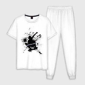 Мужская пижама хлопок с принтом Skate Life , 100% хлопок | брюки и футболка прямого кроя, без карманов, на брюках мягкая резинка на поясе и по низу штанин
 | forchildren | skateboard | skater