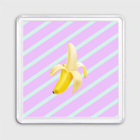 Магнит 55*55 с принтом Банан графический фон , Пластик | Размер: 65*65 мм; Размер печати: 55*55 мм | банан | геометрический принт | графический принт | лавандовый | летний | лето | мятный | полоска | принт