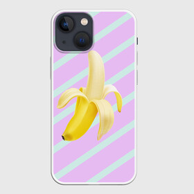 Чехол для iPhone 13 mini с принтом Банан графический фон ,  |  | Тематика изображения на принте: банан | геометрический принт | графический принт | лавандовый | летний | лето | мятный | полоска | принт