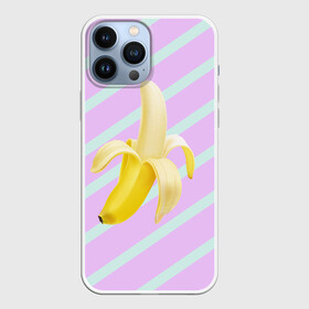 Чехол для iPhone 13 Pro Max с принтом Банан графический фон ,  |  | Тематика изображения на принте: банан | геометрический принт | графический принт | лавандовый | летний | лето | мятный | полоска | принт