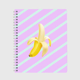 Тетрадь с принтом Банан графический фон , 100% бумага | 48 листов, плотность листов — 60 г/м2, плотность картонной обложки — 250 г/м2. Листы скреплены сбоку удобной пружинной спиралью. Уголки страниц и обложки скругленные. Цвет линий — светло-серый
 | Тематика изображения на принте: банан | геометрический принт | графический принт | лавандовый | летний | лето | мятный | полоска | принт