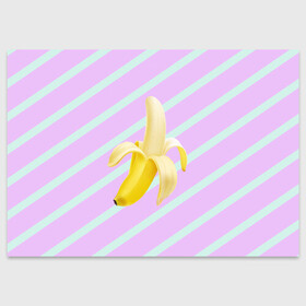 Поздравительная открытка с принтом Банан графический фон , 100% бумага | плотность бумаги 280 г/м2, матовая, на обратной стороне линовка и место для марки
 | Тематика изображения на принте: банан | геометрический принт | графический принт | лавандовый | летний | лето | мятный | полоска | принт