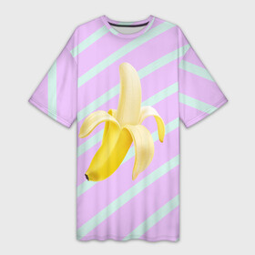 Платье-футболка 3D с принтом Банан графический фон ,  |  | Тематика изображения на принте: банан | геометрический принт | графический принт | лавандовый | летний | лето | мятный | полоска | принт