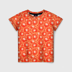 Детская футболка 3D с принтом Красный Апельсин , 100% гипоаллергенный полиэфир | прямой крой, круглый вырез горловины, длина до линии бедер, чуть спущенное плечо, ткань немного тянется | orange | red | апельсин | красный | цитрусы