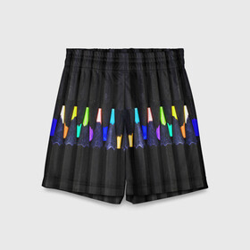 Детские спортивные шорты 3D с принтом Цветные Карандаши ,  100% полиэстер
 | пояс оформлен широкой мягкой резинкой, ткань тянется
 | colored | pencils | карандаши | мелки | цветные