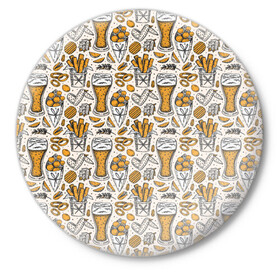 Значок с принтом Background Beer ,  металл | круглая форма, металлическая застежка в виде булавки | Тематика изображения на принте: art | background | beer | chips | food | snack | texture | арт | еда | закуска | текстура | фон | чипсы