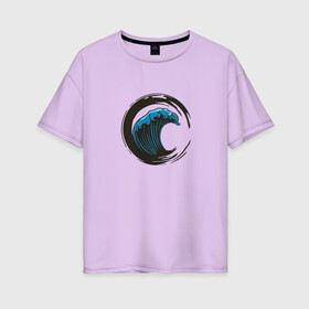 Женская футболка хлопок Oversize с принтом Enso Great Wave off Kanagawa , 100% хлопок | свободный крой, круглый ворот, спущенный рукав, длина до линии бедер
 | art | buddhism | engraving | hokusai | minimal | ocean | print | religion | surfing | waves | zen | арт | большая волна | буддизм | в канагаве | великая волна | волны | гравюра | дзен | канагава | круг энсо | минимализм | океан | пародия