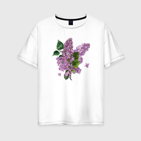 Женская футболка хлопок Oversize с принтом СИРЕНЬ АКВАРЕЛЬЮ , 100% хлопок | свободный крой, круглый ворот, спущенный рукав, длина до линии бедер
 | акварель | акварельные | акварелью | бабочки | букет | букет из цветов | летние цветы | сиреневые цветы | сирень | цветы