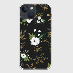 Чехол для iPhone 13 mini с принтом Белые хризантемы ,  |  | арт | белые цветы | белый цветок | колокольчик | колокольчики | ночь | подснежники | рисунок | тёмный фон | хризантема | хризантемы | цветок | цветы | чёрное | яркие цветы | яркий цветок