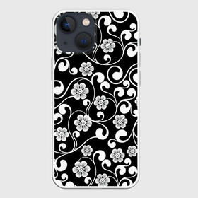 Чехол для iPhone 13 mini с принтом Векторные цветы ,  |  | арт | вектор | векторные цветы | векторный рисунок | ночь | рисунок | тёмный фон | цветок | цветы | чёрное | яркие цветы | яркий цветок