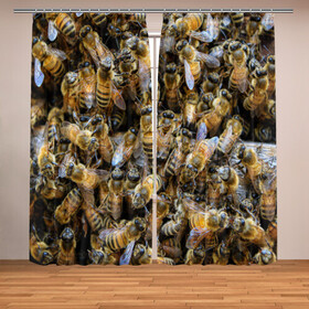 Фотошторы с принтом Пчёлы , Блэкаут (светозащита 90%) / Габардин (светозащита 40% | 2 полотна шириной по 145 см; Высота 200-300 см; Крепление: шторная лента (на крючки); | живность | животное | животные | насекомое | насекомые | пчела | пчёлка | пчёлки | пчёлы