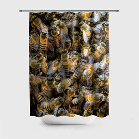 Штора 3D для ванной с принтом Пчёлы , 100% полиэстер | плотность материала — 100 г/м2. Стандартный размер — 146 см х 180 см. По верхнему краю — пластиковые люверсы для креплений. В комплекте 10 пластиковых колец | живность | животное | животные | насекомое | насекомые | пчела | пчёлка | пчёлки | пчёлы