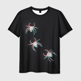 Мужская футболка 3D с принтом ПАУКИ ГЛИТЧ GLITCH SPIDERS , 100% полиэфир | прямой крой, круглый вырез горловины, длина до линии бедер | glitch | spider | tegunvteg | глитч | насекомые | паук | пауки | хэллоуин