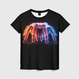 Женская футболка 3D с принтом НЕОНОВЫЙ ПАУК  NEON , 100% полиэфир ( синтетическое хлопкоподобное полотно) | прямой крой, круглый вырез горловины, длина до линии бедер | tegunvteg | глаза | животные | макро | насекомые | паук | природа