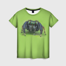 Женская футболка 3D с принтом ПАУК С ГЛАЗКАМИ , 100% полиэфир ( синтетическое хлопкоподобное полотно) | прямой крой, круглый вырез горловины, длина до линии бедер | tegunvteg | глаза | животные | макро | насекомые | паук | природа