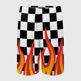 Детские спортивные шорты 3D с принтом ОГОНЬ УЗОР PATTERN ,  100% полиэстер
 | пояс оформлен широкой мягкой резинкой, ткань тянется
 | Тематика изображения на принте: fire | pattern | искры | огонь | пламя | пожар. | текстура огня | узор | шахматы