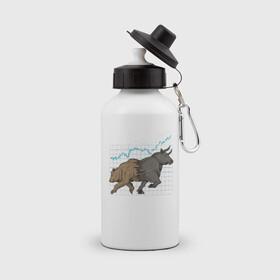 Бутылка спортивная с принтом Бык или Медведь , металл | емкость — 500 мл, в комплекте две пластиковые крышки и карабин для крепления | bulls | акции | банк | бык | инвестиции | медведь | тинькофф
