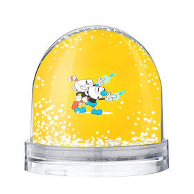Игрушка Снежный шар с принтом Cupower , Пластик | Изображение внутри шара печатается на глянцевой фотобумаге с двух сторон | arkade | cup head | cuphead | game | games | аркада | игра | игры | кап хэд | капхед | купа хэд | сгз руфв | сгзруфв | чашкоголовый
