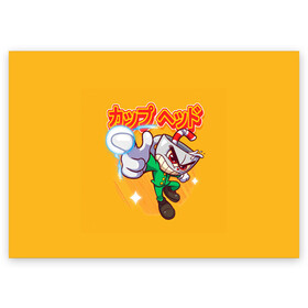 Поздравительная открытка с принтом Anime Cup , 100% бумага | плотность бумаги 280 г/м2, матовая, на обратной стороне линовка и место для марки
 | arkade | cup head | cuphead | game | games | аркада | игра | игры | кап хэд | капхед | купа хэд | сгз руфв | сгзруфв | чашкоголовый