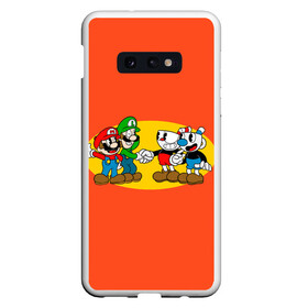 Чехол для Samsung S10E с принтом CupHead x Mario , Силикон | Область печати: задняя сторона чехла, без боковых панелей | Тематика изображения на принте: arkade | cup head | cuphead | game | games | mario | аркада | игра | игры | кап хэд | капхед | купа хэд | марио | сгз руфв | сгзруфв | чашкоголовый