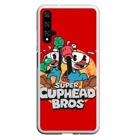 Чехол для Honor 20 с принтом Super Cuphead Bros , Силикон | Область печати: задняя сторона чехла, без боковых панелей | Тематика изображения на принте: arkade | cup head | cuphead | game | games | mario | аркада | игра | игры | кап хэд | капхед | купа хэд | марио | сгз руфв | сгзруфв | чашкоголовый